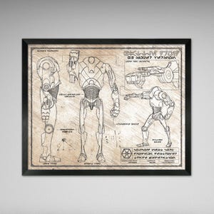 Gwiezdne Wojny - B2 Super Battle Droid - Da Vinci lub ilustracja Blueprint - 8x10 lub 16x20 cali
