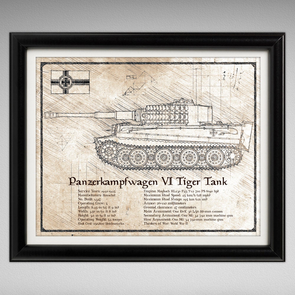 Panzerkampfwagen VI Tiger I Blueprint Art Print for Sale by The War Effort