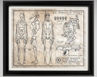 Star Wars B1 Battle Droid - Da Vinci Illustration - 8x10 or 16x20 inches