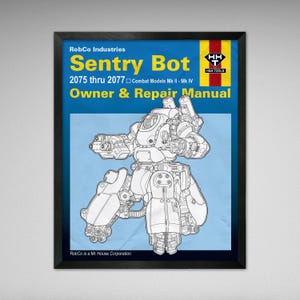 Fallout - Capa do Manual do Proprietário e de Reparo do Sentry Bot - 8x10 ou 16x20 polegadas