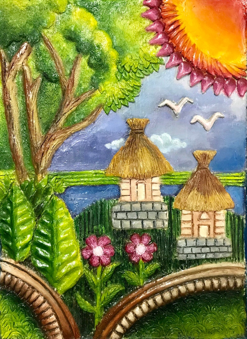 Oil Painting on Clay Mural ceramic Mural Art 3D Painting Etsy