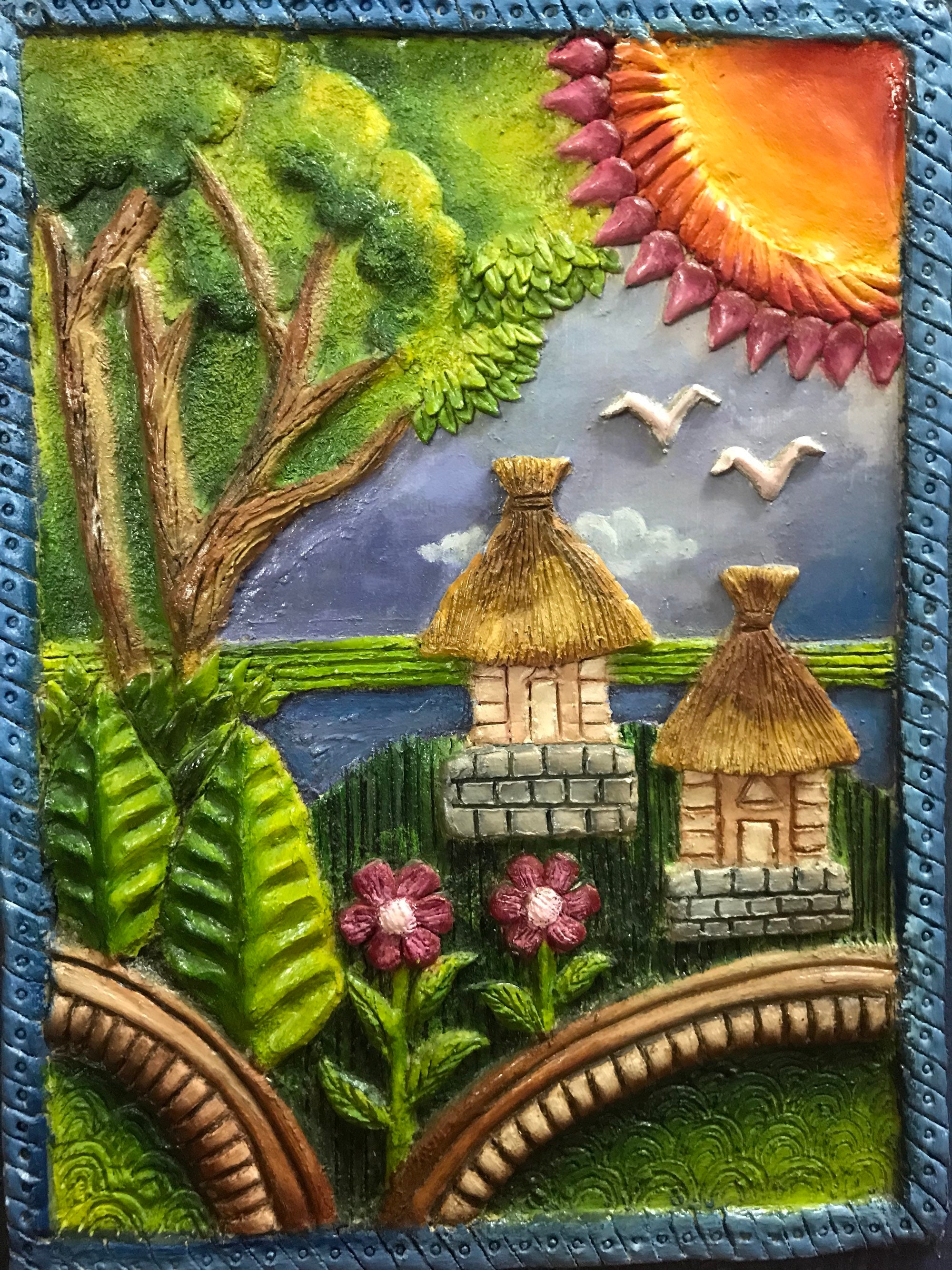 Oil Painting on Clay Mural ceramic Mural Art 3D Painting Etsy