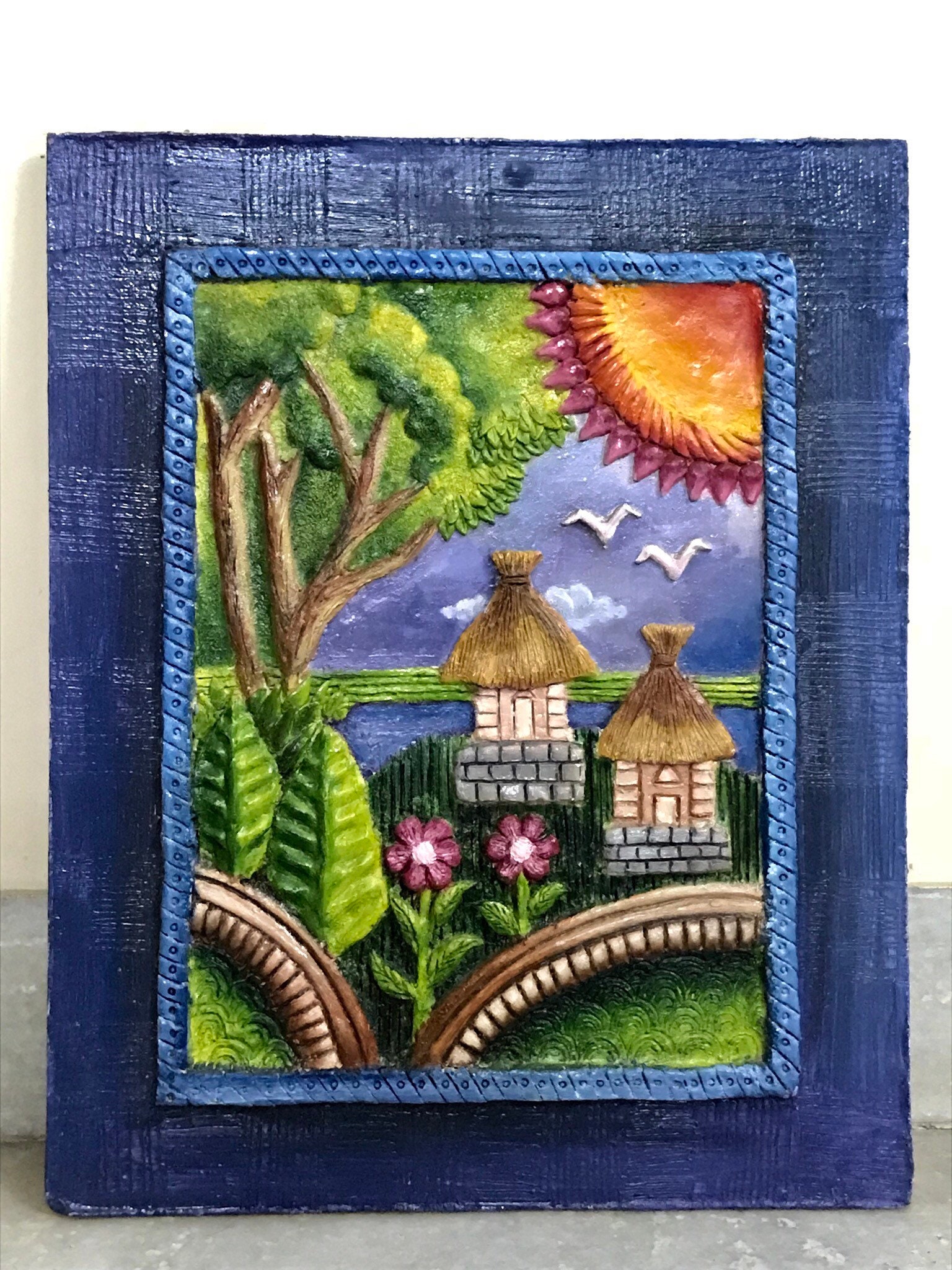 Oil Painting on Clay Mural ceramic Mural Art 3D Painting Etsy