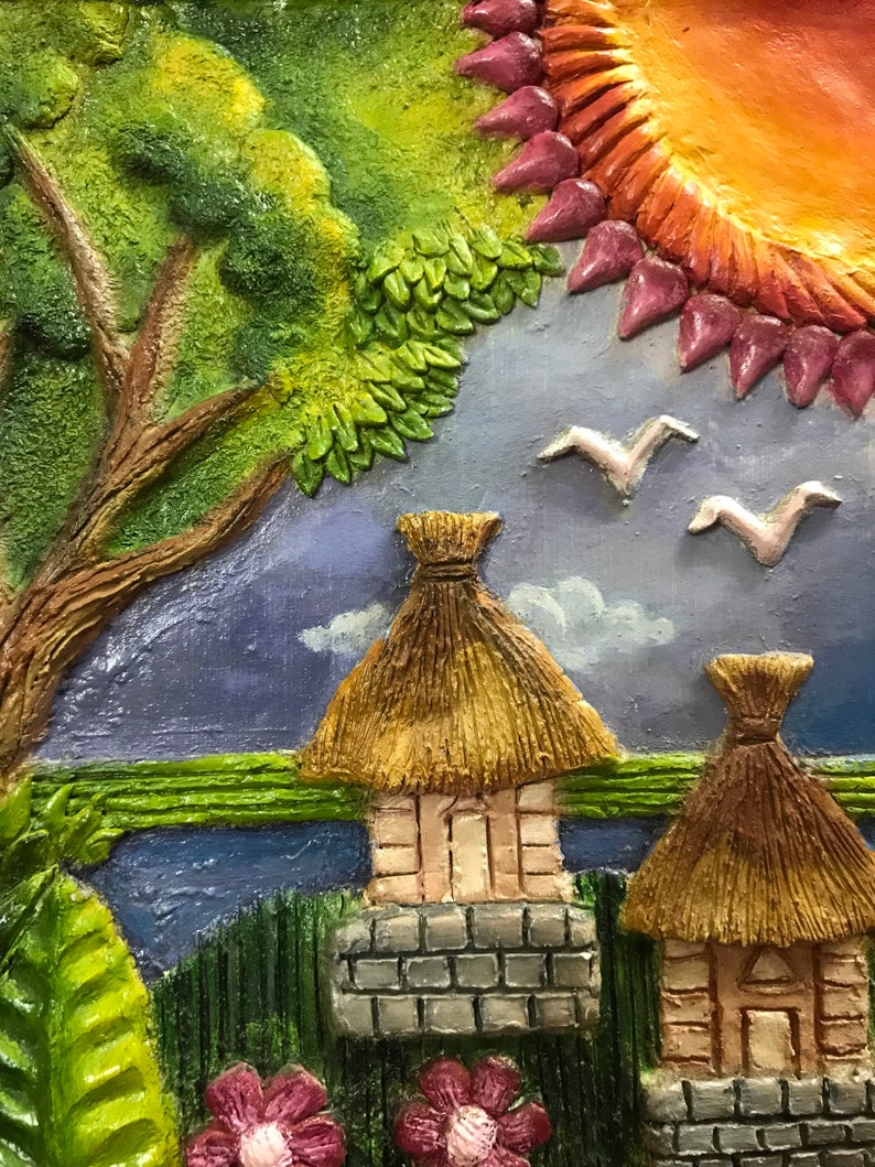 Oil Painting on Clay Mural ceramic Mural Art 3D Painting Etsy