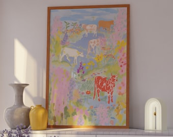 Cowgirl Wildflower Art Print: Pastel Cottagecore Decor