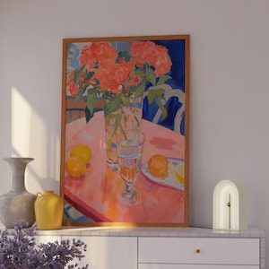Dänische Pastell Küche Dekor, Girly Wohndekor, Floral Matisse Wandkunst, Bar Warenkorb Druck, Cocktail Poster, rosa Wohndekor