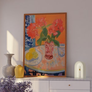 Impresión de arte Matisse, decoración de pared danesa de Patel, decoración femenina del hogar, arte floral de la pared, decoración de la cocina, impresión del carrito de bar, cartel de cóctel, bellas artes