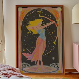 Sagittarius Zodiac Art Print: Celestial Archer Poster - Etsy