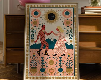Devil Tarot Print: Bold Major Arcana Art, Witchy Decor, Shadow Self Wall Decor