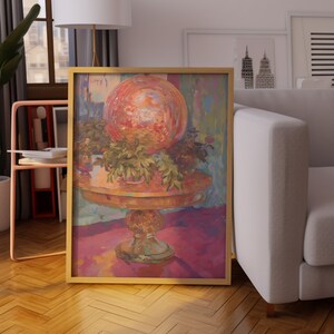 Mirrorball Poster, Maximalist Luxury Modern Design, Retro Fun Decor, Bedroom Decor, 70s Glamour Style, Disco Ball Statement Wall Art