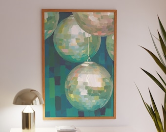 Disco Ball Statement Art Print: 70s Glam Decor