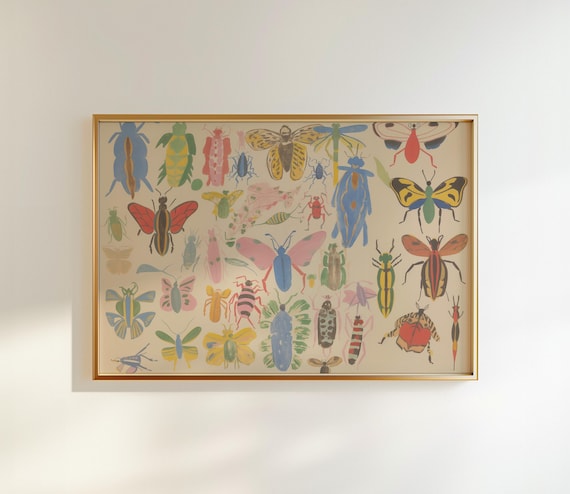 Beetle Art Print: Pastel Insect Wall Decor