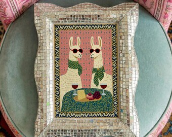 Llama Wine Art Print, Funny Kitchen Decor, Boho Llama Poster