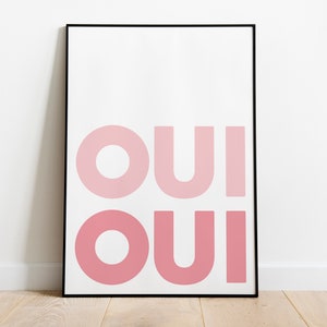 Oui Oui Bold Pink Print | Digital Download Wall Art, Digital Prints, Digital Download, Art Prints Download, Home Decor Prints