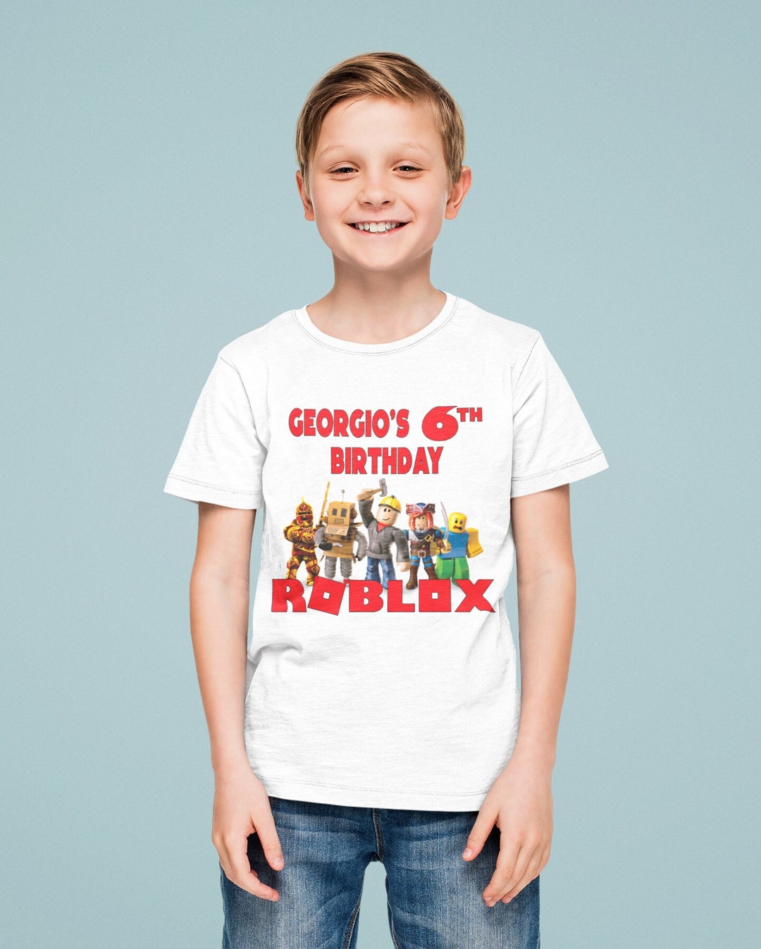 ROBLOX THEME GIRLS PERSONALISED BIRTHDAY T-SHIRT ANY NAME,NUMBER, FONT  COLOUR