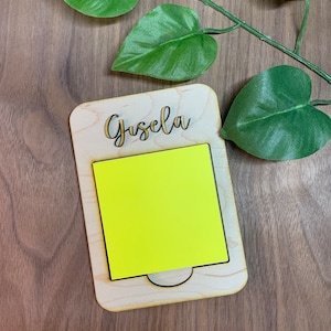 Personalized Post-It  Holder &  Yellow Post-iT with Hidden Message/Personalized wooden Gift