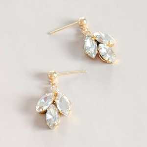 Crystal Drop Earring Gold Dangle Bridal Jewelry Elegant Bride Earring Wedding Accessory Minimalist Bridesmaid Gift Simple Jewelry Formal