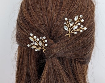 Wedding Hair Pins Bridal Hair Piece Crystal Hair Pins Pearl Hair Pins Gold Bridal Hair Pins Wedding Hair Piece Pearl Comb Bridal Rhinestone