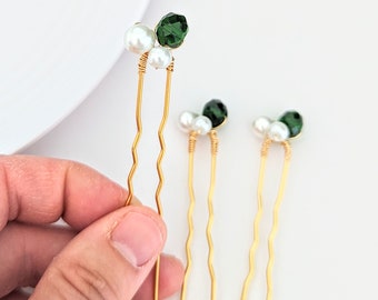 Wedding Hair Pins Green Bridal Hair Piece Wedding Hair Pins Wedding Hair Accessories Small Green Wedding Hair Clip Bride Delicate Headpiece