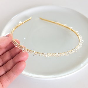 Wedding Crystal Headband Bridal Crystal Hair Piece Bridesmaid Hairband Thin Gold Hair Jewelry Rhinestone Hair Piece Dainty Hair Accessory