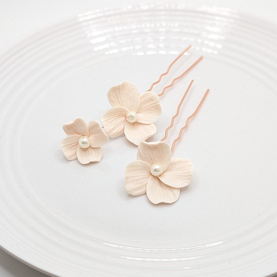 Blush Wedding Flower Hair Pins Pink Hair Pins Wedding Hair Etsy