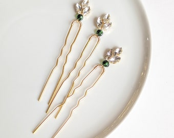 Bridal Hair Pins Green Hair Piece For Bride Hair Pin Wedding Hairpiece Bridesmaid Hair Pin Bridal Hair Accessory Bridesmaid Bridal Hair Clip