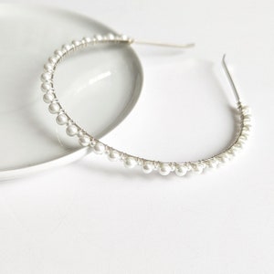 Bridal Hair Accessories Pearl Classic Wedding Hair Accessories Bridal Wedding Hairband Beaded Headband Bride Ceremony Hair Piece Small Pearl