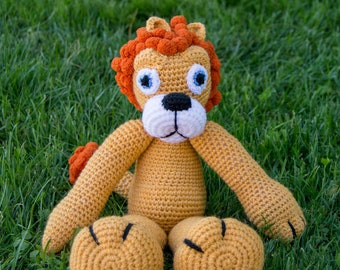 Amigurumi lion soft doll crocheted, Kawaii amigurumi lion, Crochet bed dolls, Lion plush toy for children, Big crochet animals, Lion doll