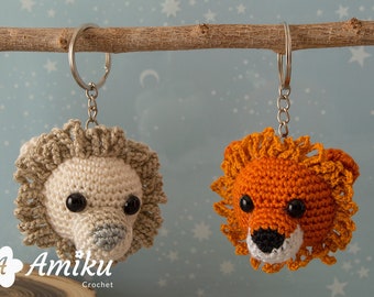 Keychain amigurumi, Keychain crochet, Kawaii lion amigurumi, Small crochet amigurumi lion, Keychains for women's gifts, Woven keychain