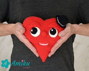 Cuore Amigurumi, Animale ripieno all'uncinetto, Regalo ripieno, Regalo cuore originale, Regalo anniversario, Regalo fatto a mano, Amore Amigurumi