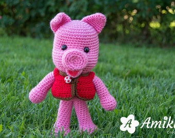 Pig crochet amigurumi, Amigurumi pig, Kawaii pig, Stuffed doll, Stuffed piglet for child gift, Colorful amigurumi, Knitted doll amigurumi