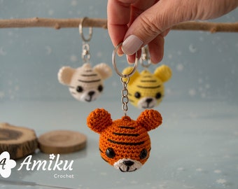 Amigurumi Schlüsselanhänger, Amigurumi Tiger, Patin Hochzeitsgeschenk, Gehäkelter Schlüsselanhänger, Amigurumi Schlüsselanhänger für Tasche, Tiger Amigurumi, Gehäkeltes Tier