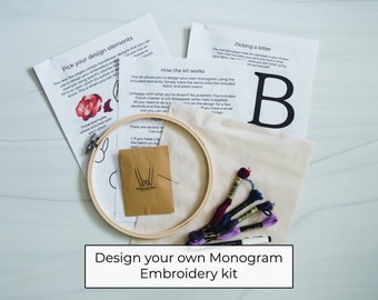 Monogram Embroidery, DIY Embroidery Kit, GenCon Class, embroidery kit, beginner embroidery kit,