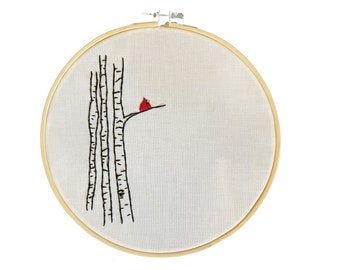 pdf embroidery pattern, digital download, cardinal embroidery, bird embroidery, hand embroidery patterns pdf, gift for mom,