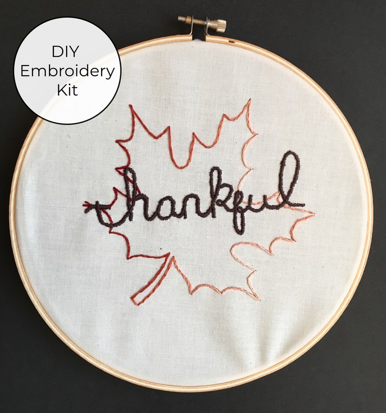 Thankful Beginner DIY Embroidery Kit image 1