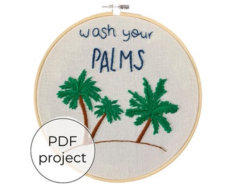 embroidery pattern pdf, Sarcastic embroidery, wash your hands, gift for mom, hand embroidery patterns pdf,