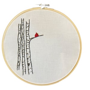 embroidery kit, beginner embroidery kit, cardinal embroidery, bird embroidery, gift for mom,