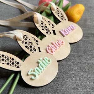 Personalized Easter Basket Tag: Wood Bunny Name Tag