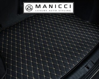 Manicci Luxury Leather Custom Made Fitted Car Boot Liner Base Mats Cargo Liners - Black Cargo Liners Multiple Stitching Options