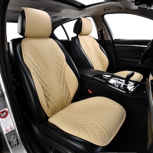 Manicci Curved Diamond Autositzbezüge | Haferflocken Beige Leder | Atmungsaktiver Soem-Style | Einfache Installation | Custom Fit für alle Fahrzeuge