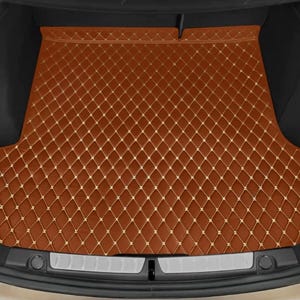 Manicci Luxury Diamond Leather Custom Made Fitted Car Boot Liner Base Mats Cargo Liners - Brown