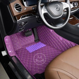 Purple Luxury Diamond Custom Fitted Premium Leather Car Floor Mats Full Set V1.0