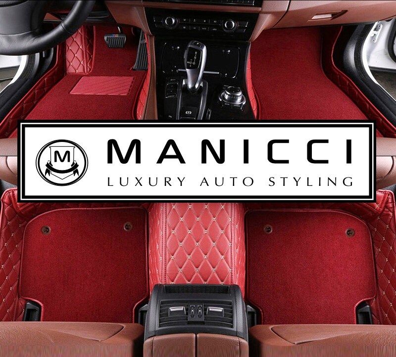 Premium Manicci Luxus Leder Custom Fitted Auto Matten 2.0 Maroon Red Diamond  Auto Matten Komplettes Set - .de