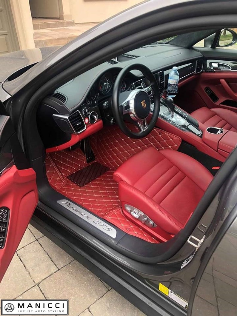 Manicci Luxury Leather Custom Fitted Car Mats Maroon Red Etsy