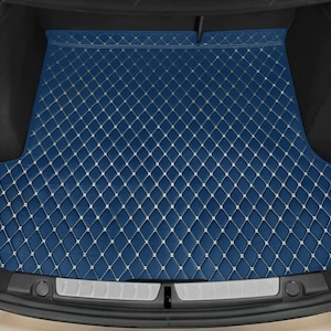 Manicci Luxury Diamond Leather Custom Made Fitted Car Boot Liner Base Mats Cargo Liners - Blue