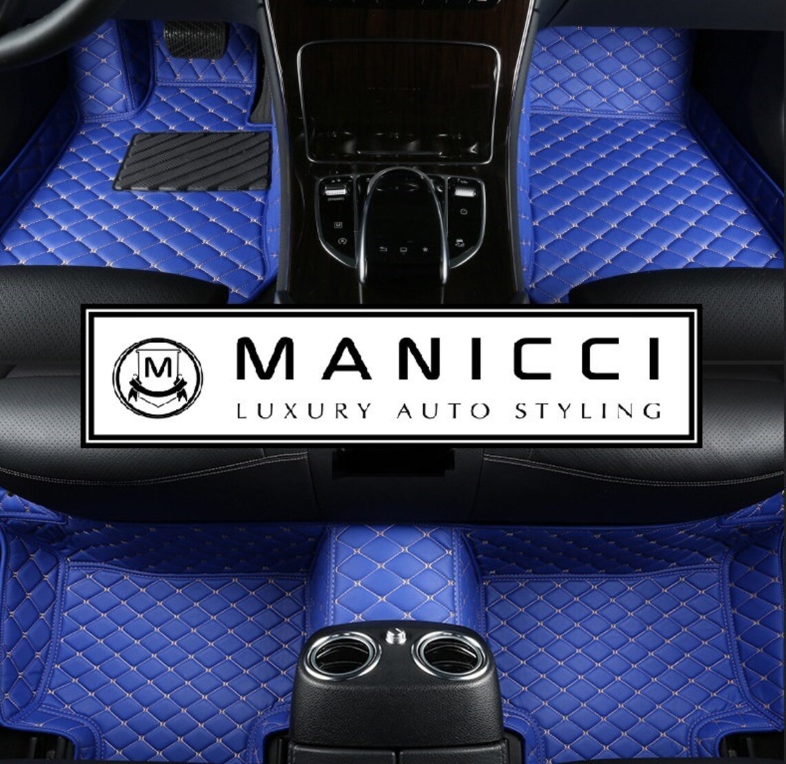 Manicci Luxury Leather Custom Fitted Car Mats Blue Diamond Etsy