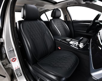 Pokrowce na fotele samochodowe Manicci Black Eco-Leather | Luksusowe przeszycia w kształcie diamentów | Wygląd OEM | Oddychające i łatwe w montażu do wszystkich pojazdów