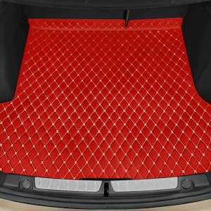 Manicci Luxury Diamond Leather Custom Made Premium Fitted Car Boot Liner Base Mats Cargo Liners - Bright Red