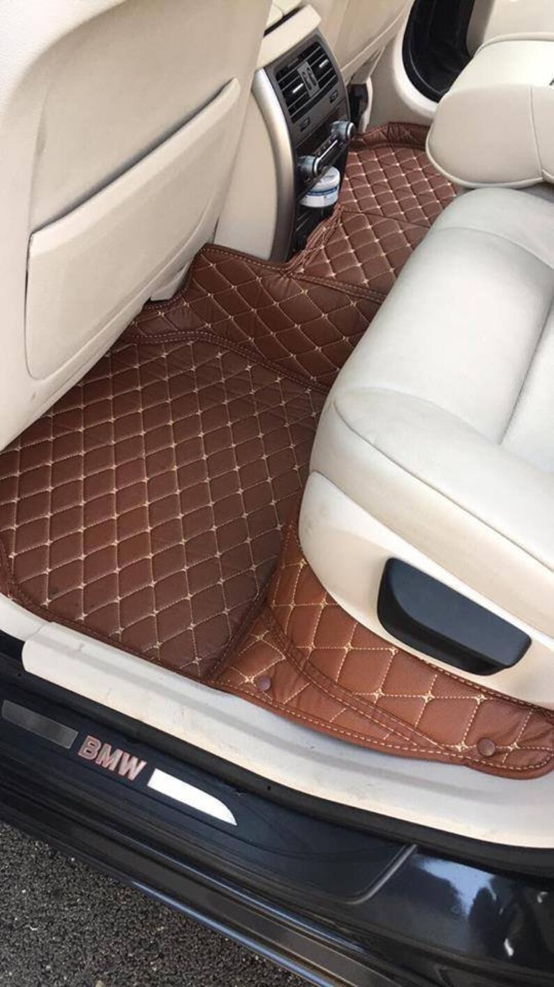 Manicci Luxury Leather Custom Fitted Car Mats Brown Diamond Etsy