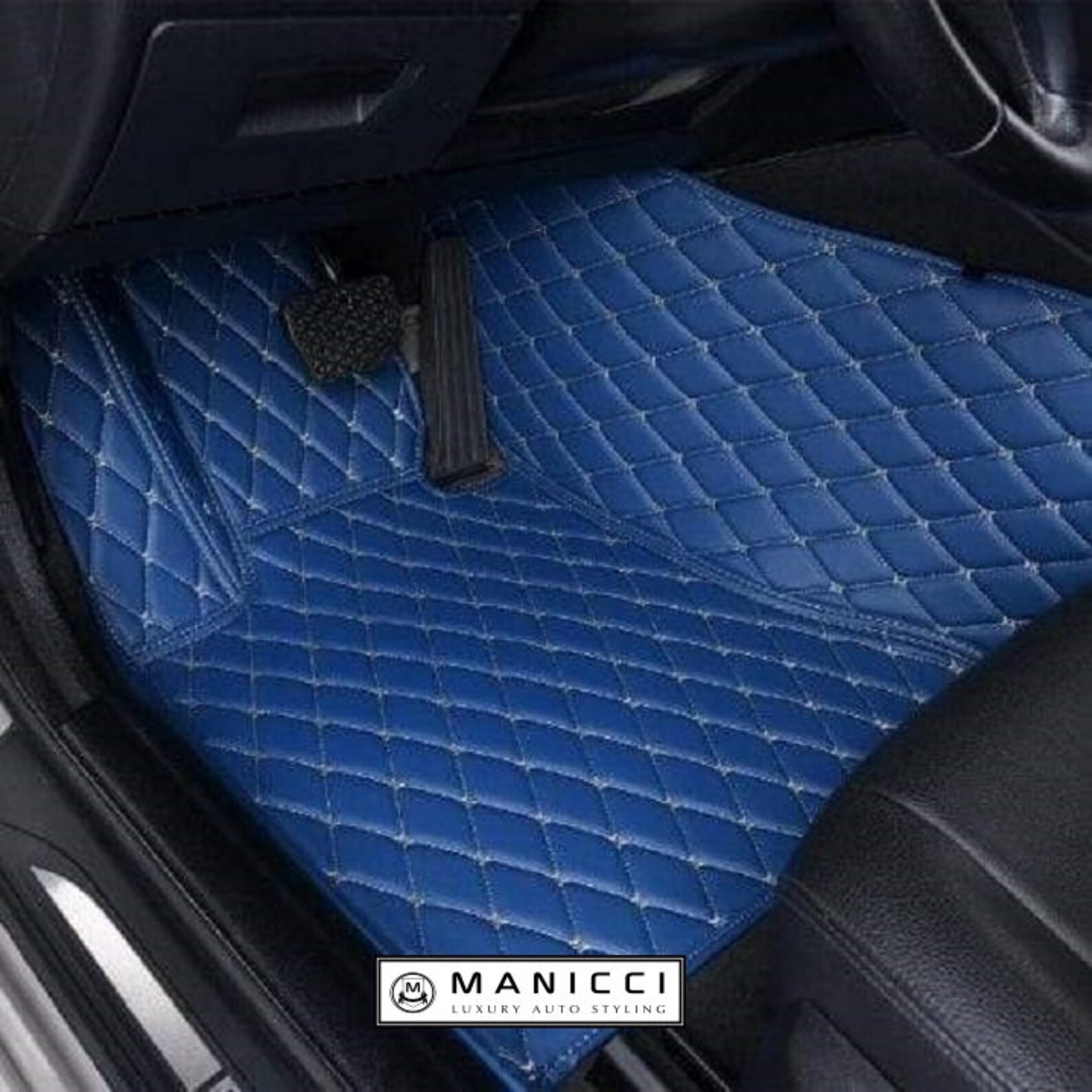 Manicci Luxury Leather Custom Fitted Car Mats Blue Diamond Etsy